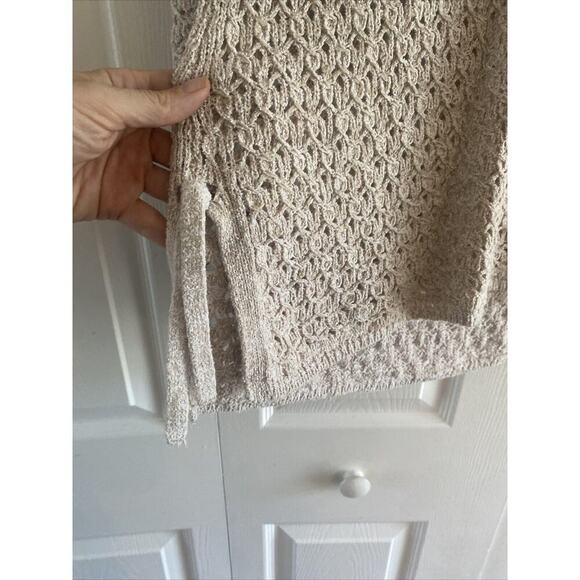J. Jill Women's Medium‎ Tan Sweater Open Knit Fisherman Coastal Large Hole Knit - Picture 5 of 7